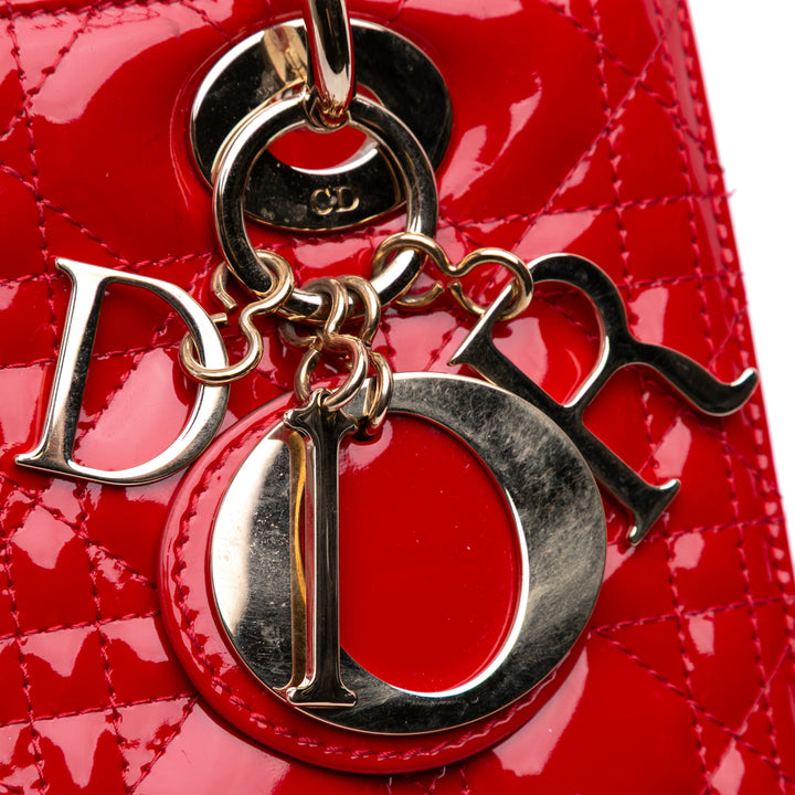 Medium Patent Cannage Lady Dior Red - Gaby Paris