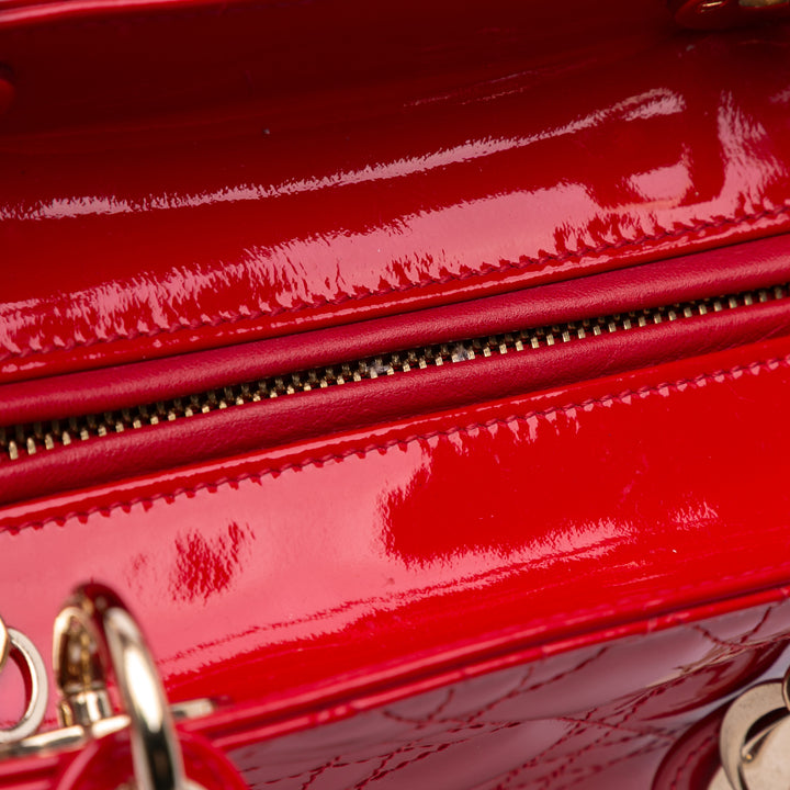 Medium Patent Cannage Lady Dior Red - Gaby Paris