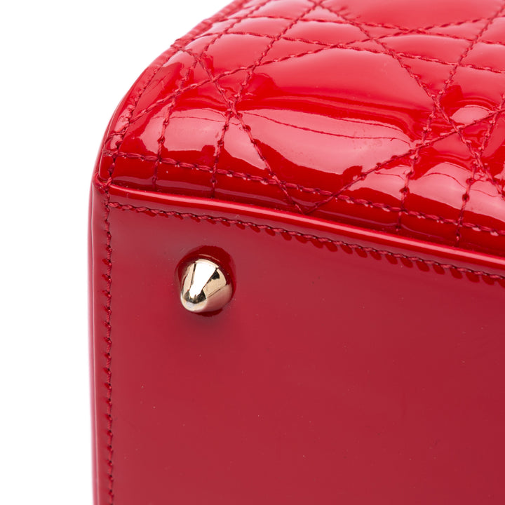 Medium Patent Cannage Lady Dior Red - Gaby Paris