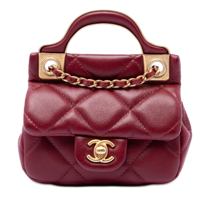 Chanel Matelassé Cuir de veau Lady Card Holder avec chaîne sac à anse supérieure