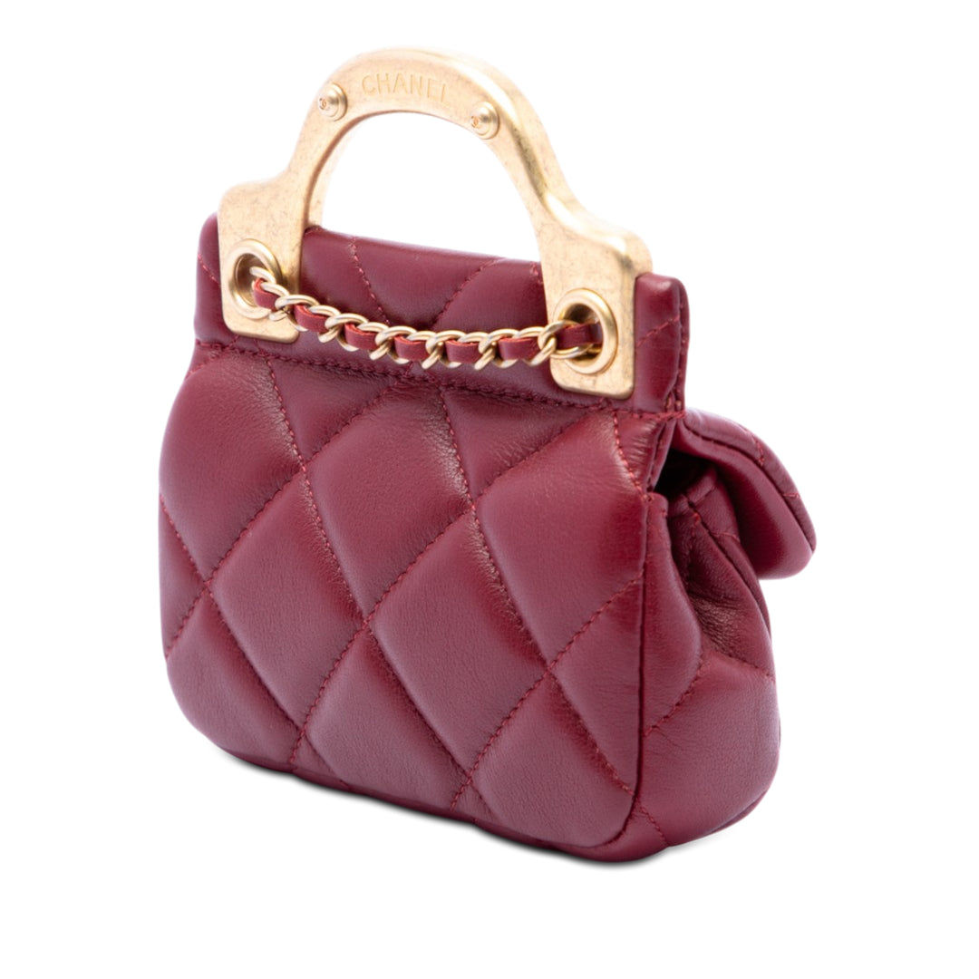 Chanel Matelassé Cuir de veau Lady Card Holder avec chaîne sac à anse supérieure