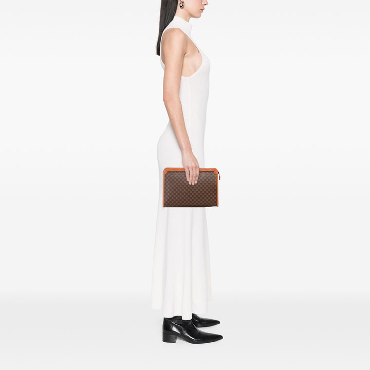 Macadam Coated Canvas Clutch Brown - Gaby Paris