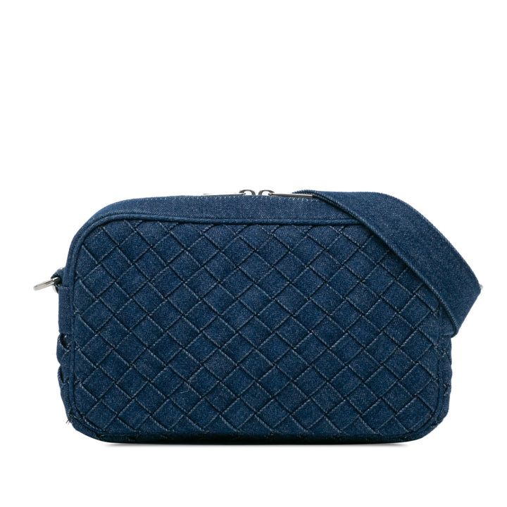 Bottega Veneta Small Jean Intreccio Sac caméra Bleu