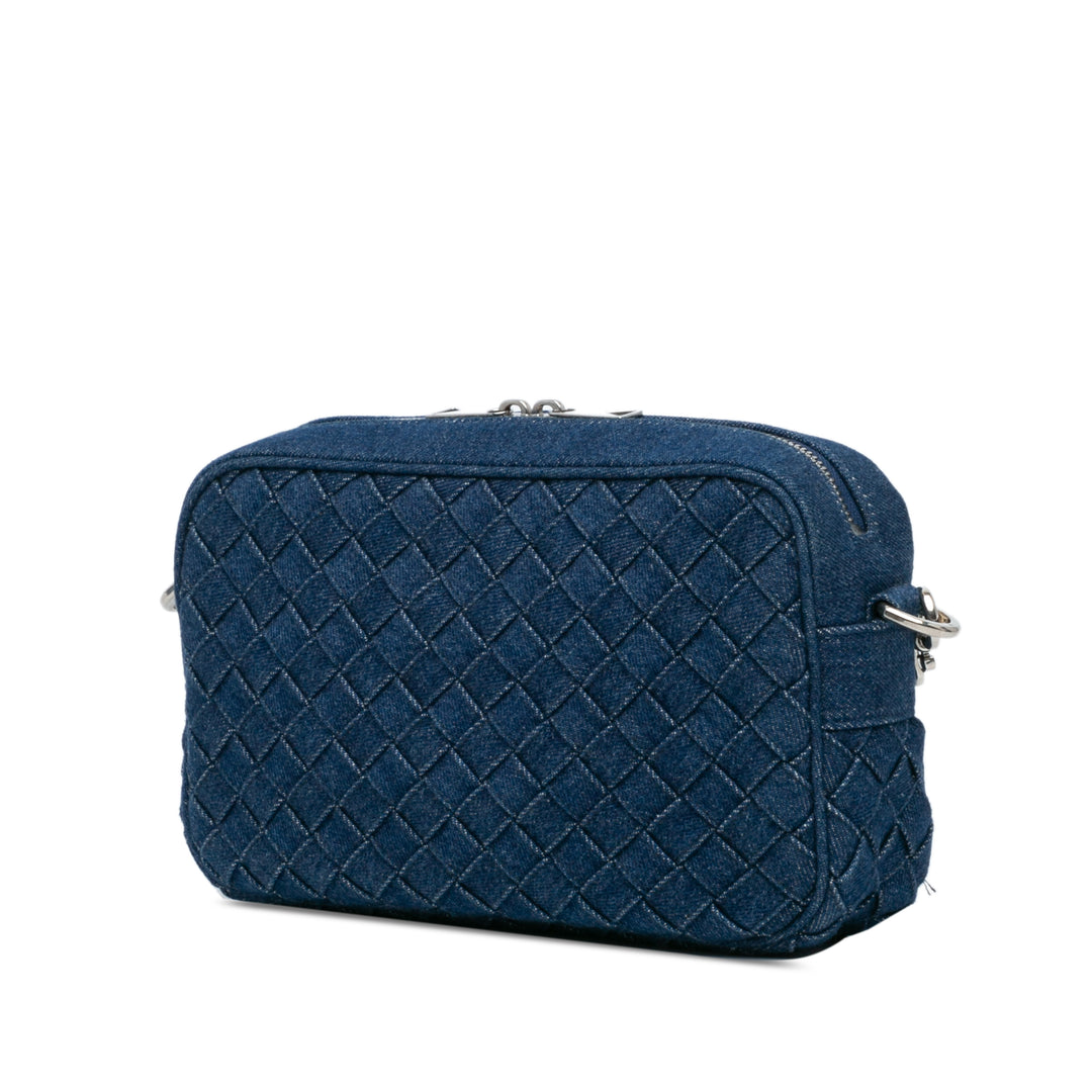 Bottega Veneta Small Jean Intreccio Sac caméra Bleu