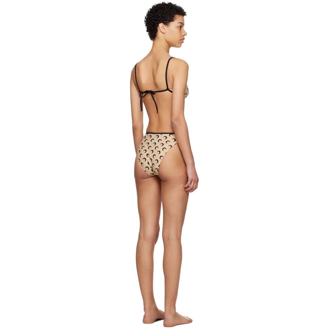 MARINE SERRE Beige bikini with crescent moon print