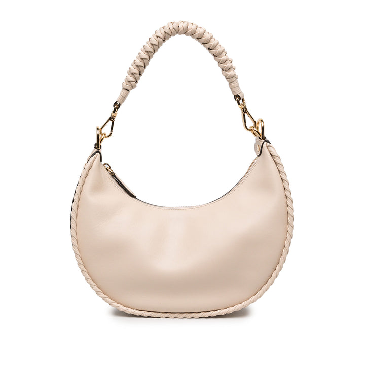 Fendi Sac porté épaule Braided Fendigraphy Hobo Petit Blanc – vue principale – GABY PARIS