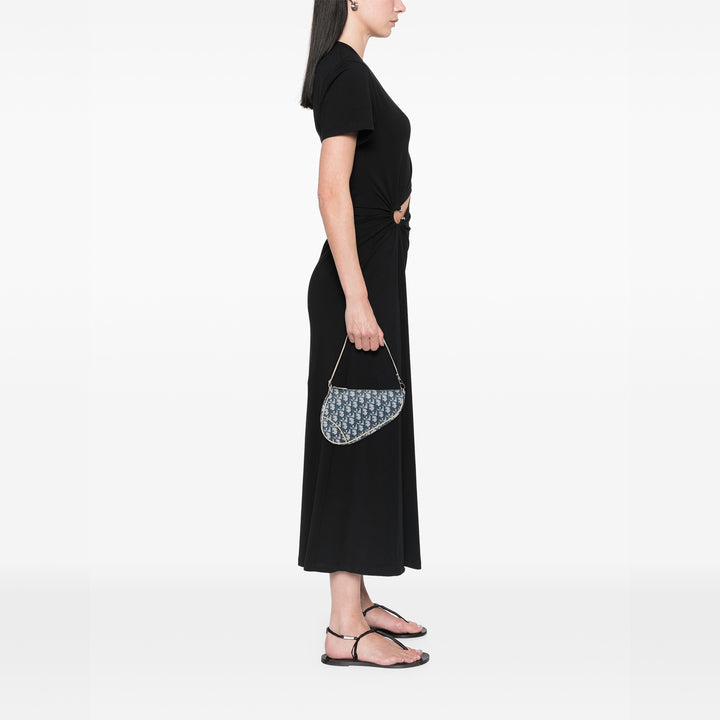 Mini Diorissimo Canvas Saddle Pochette Blue - Gaby Paris