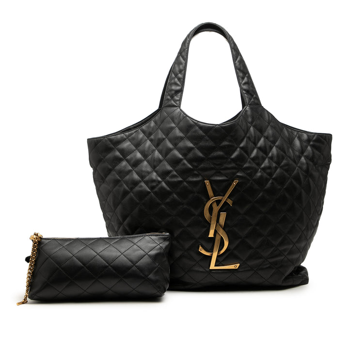 Saint Laurent Matelassé Icare Cabas Maxi Cuir d'agneau Noir – vue 7 – GABY PARIS