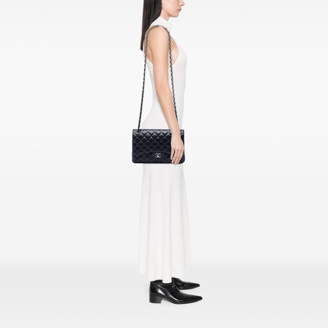 Classic Double rabat Jumbo Cuir d'agneau Bleu