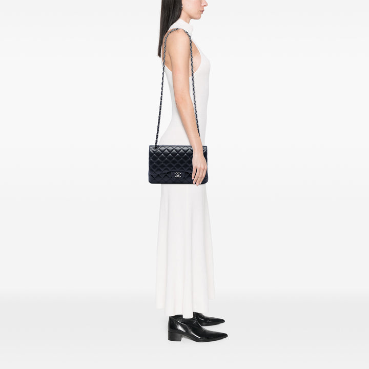Classic Double rabat Jumbo Cuir d'agneau Bleu