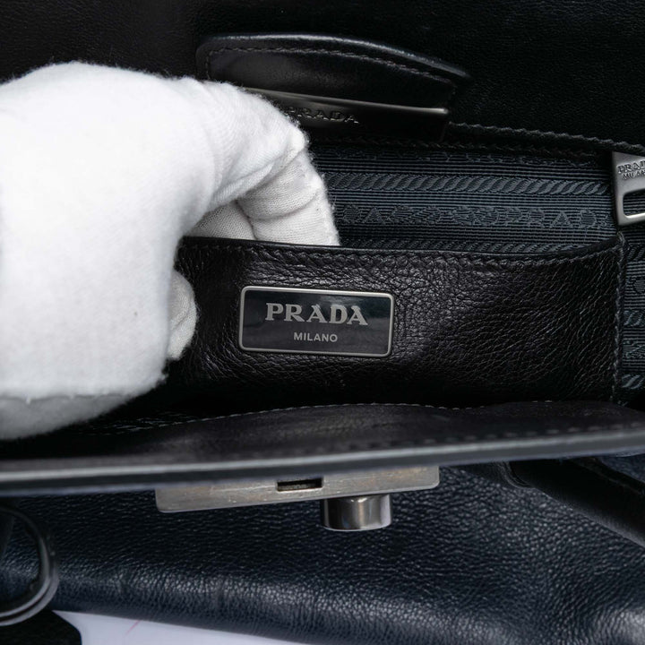 Prada Bicolore Glace Veau Sound Lock Sac Cuir