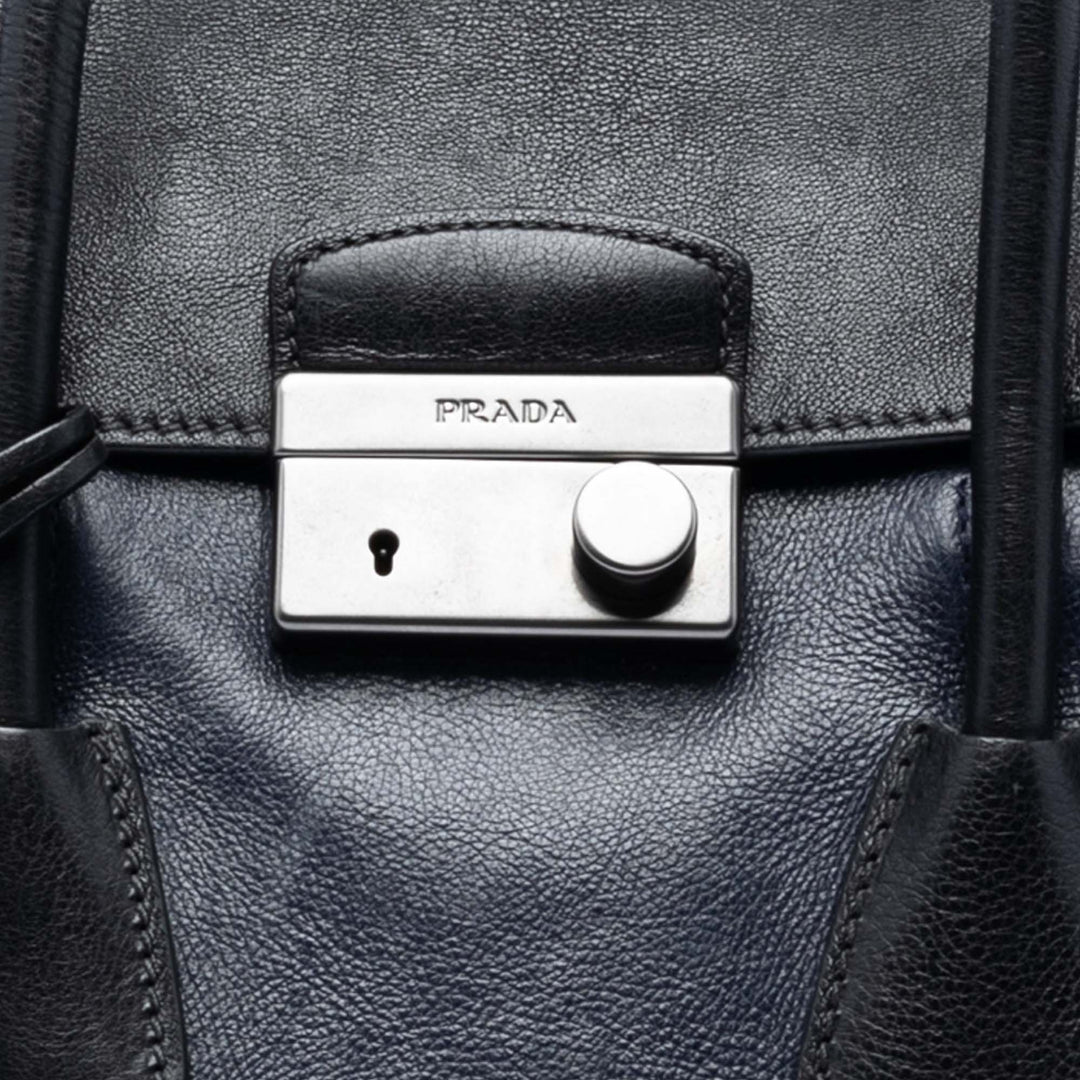 Prada Bicolore Glace Veau Sound Lock Sac Cuir