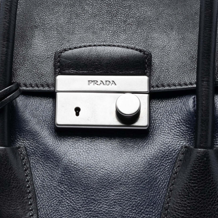 Prada Bicolore Glace Veau Sound Lock Sac Cuir
