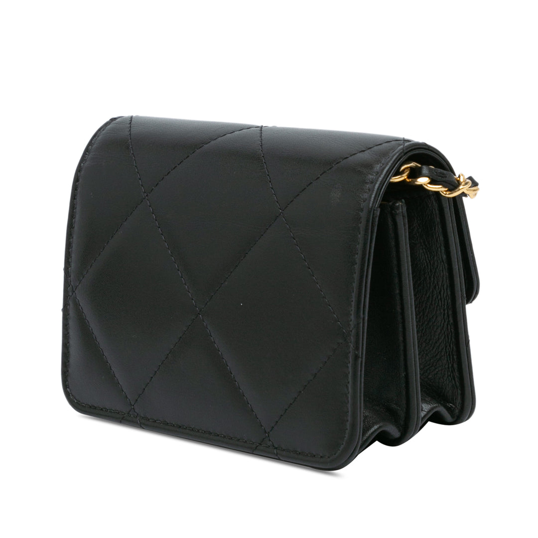 Chanel Matelassé Cuir de veau Strass Card Holder On Chain