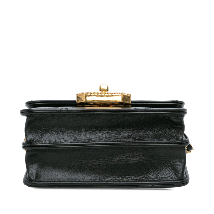 Chanel Matelassé Cuir de veau Strass Card Holder On Chain