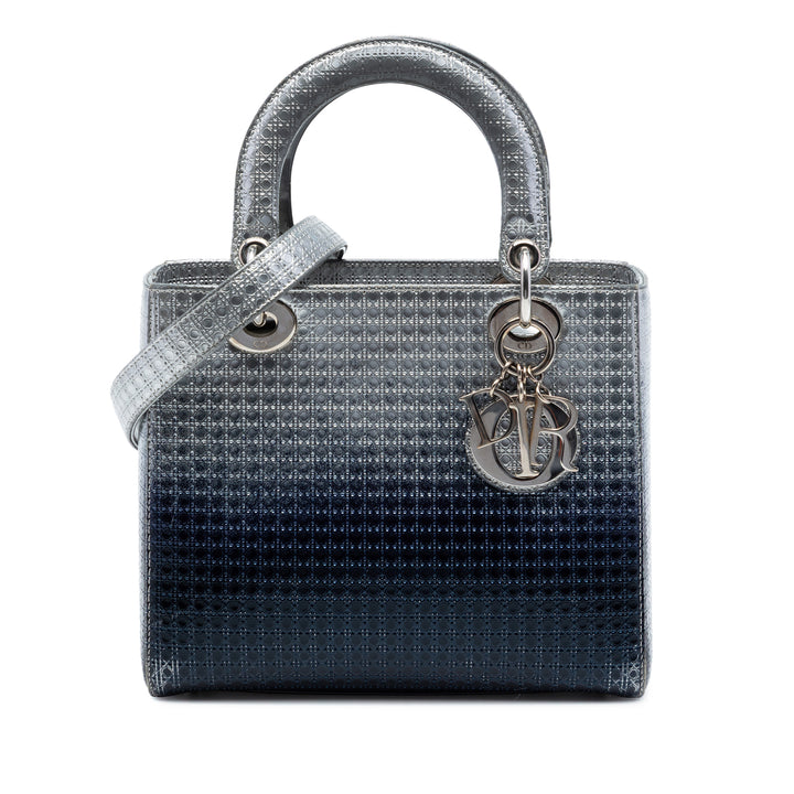 Dior Ombre Métallisé Microcannage Lady Dior Moyen Argenté – vue principale – GABY PARIS
