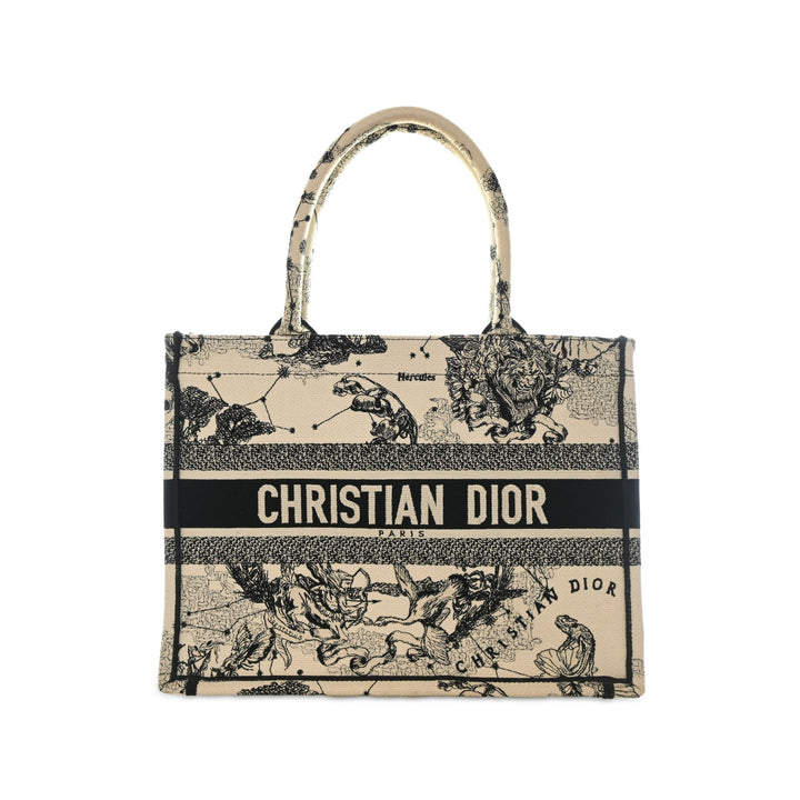 Dior Book Tote brodé Zodiac De Jouy Moyen Blanc – vue principale – GABY PARIS