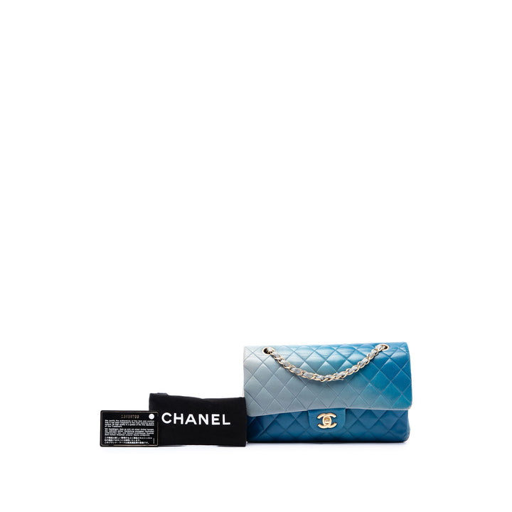 Chanel Sac porté épaule Classic Ombre Double rabat Moyen Cuir d'agneau Bleu – vue 7 – GABY PARIS
