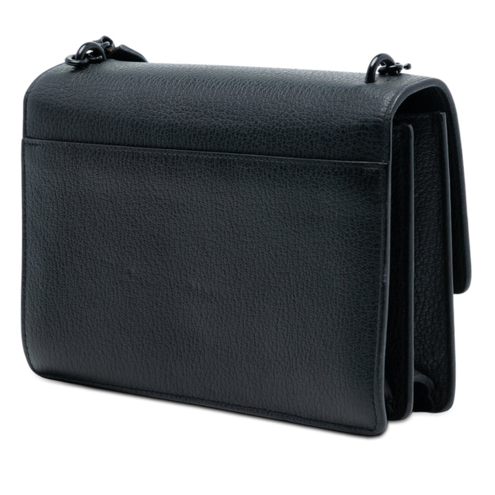 Saint Laurent Medium Cuir de veau grainé Guitar Strap Monogram Sunset Sac porté croisé