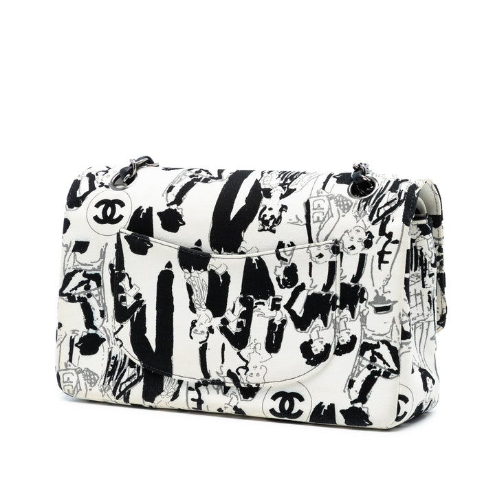 Chanel Medium Classic Toile Coco Mademoiselle Double rabat – GABY PARIS Authentique