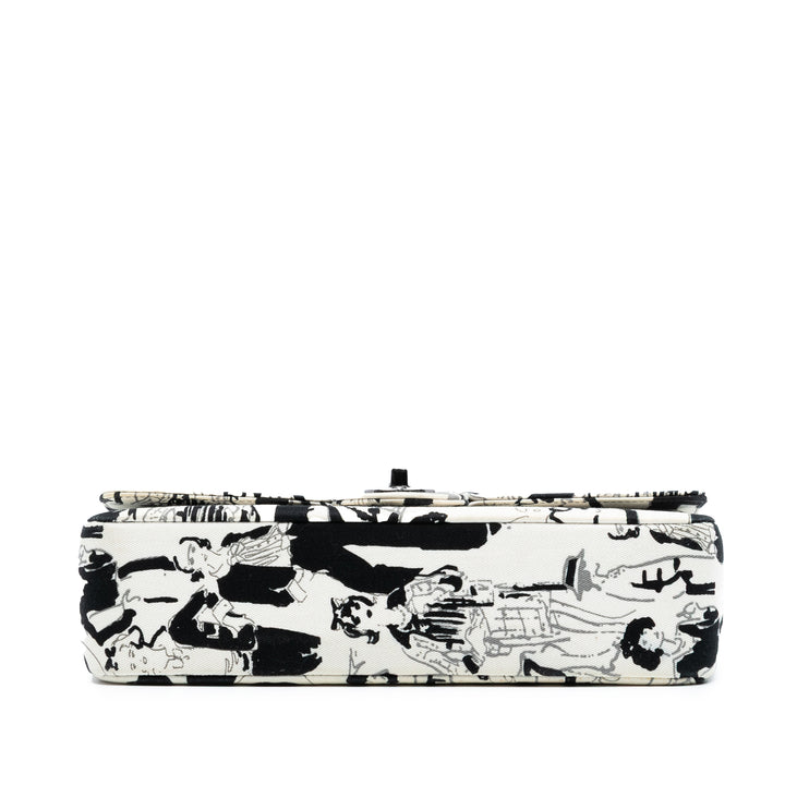 Chanel Medium Classic Toile Coco Mademoiselle Double rabat – GABY PARIS Authentique