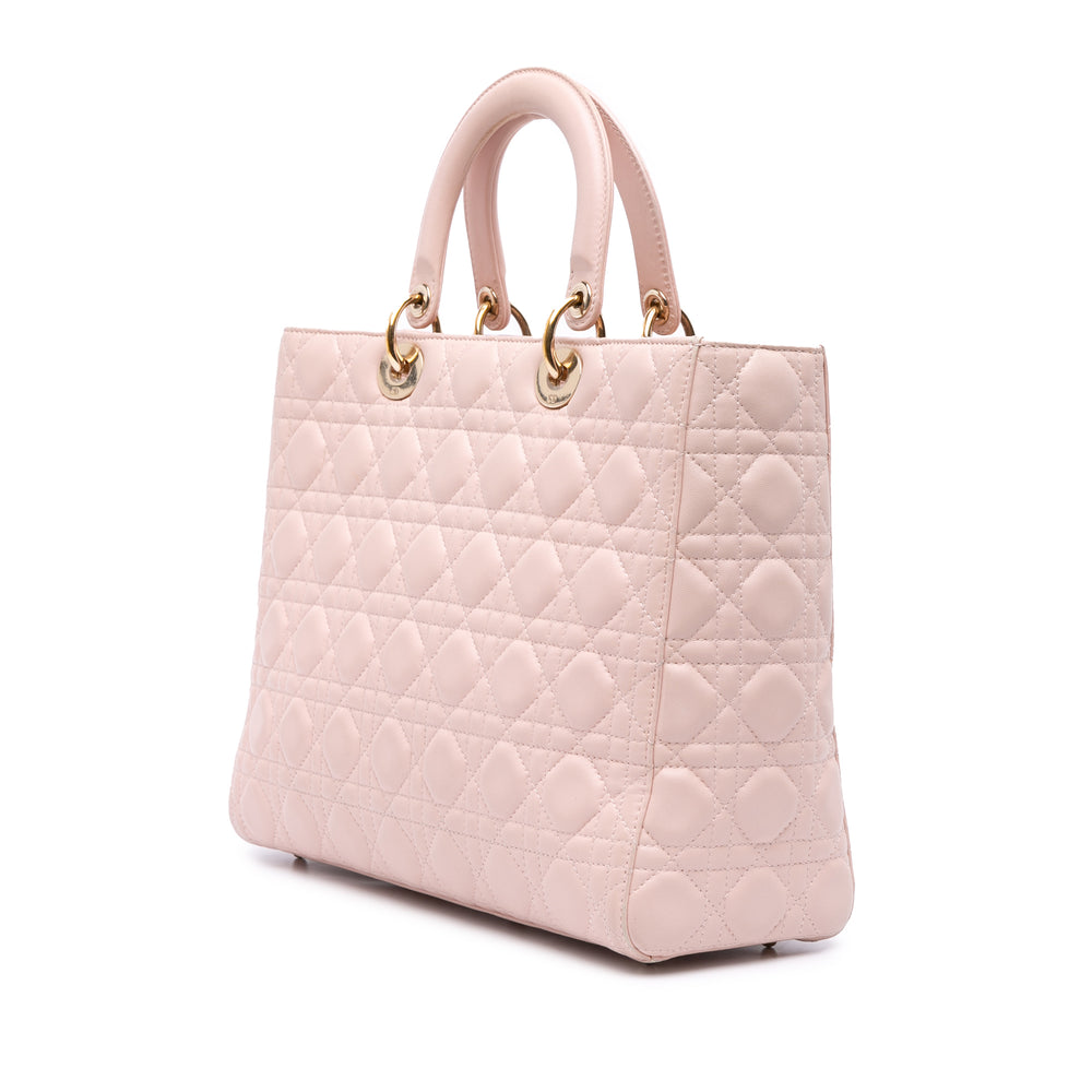 Large Lambskin Cannage Lady Dior Pink - Gaby Paris