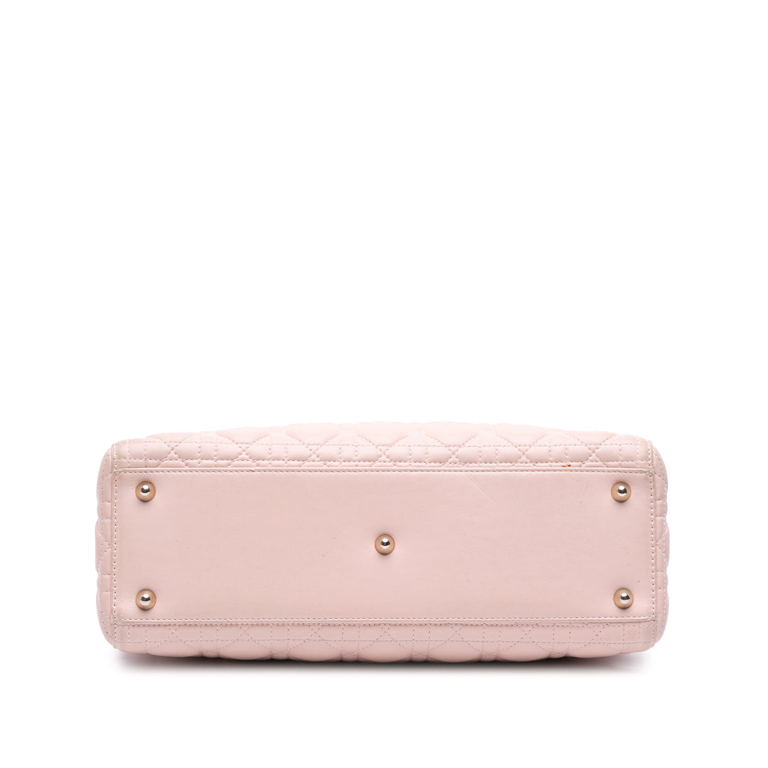 Large Lambskin Cannage Lady Dior Pink - Gaby Paris