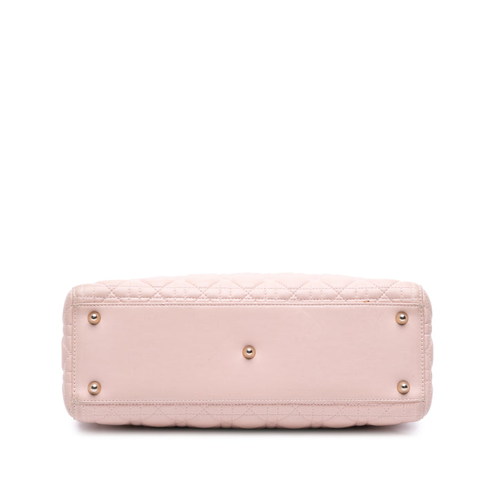 Large Lambskin Cannage Lady Dior Pink - Gaby Paris