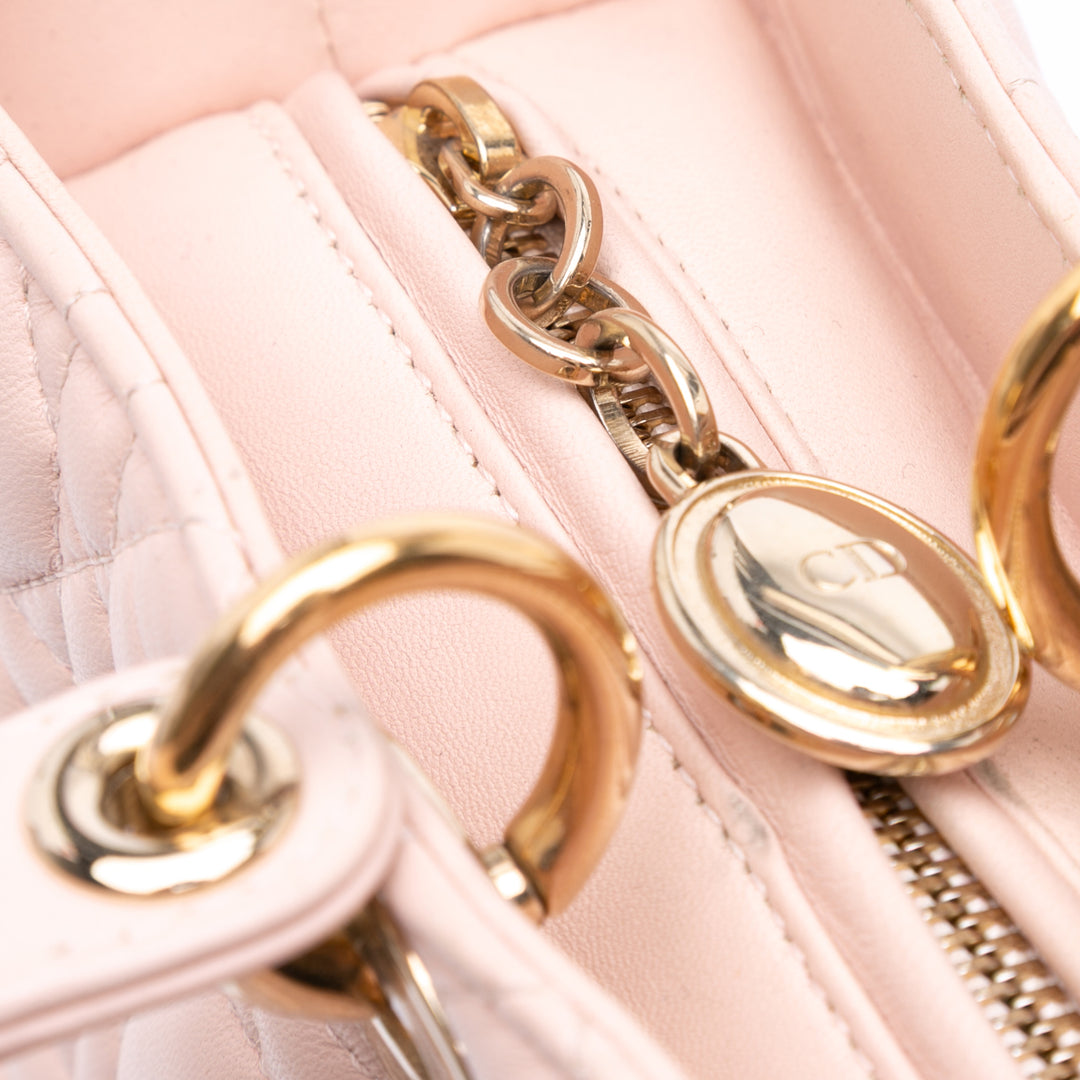 Large Lambskin Cannage Lady Dior Pink - Gaby Paris