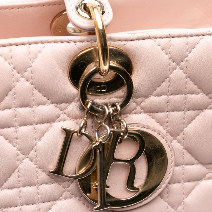 Large Lambskin Cannage Lady Dior Pink - Gaby Paris