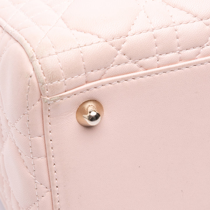 Large Lambskin Cannage Lady Dior Pink - Gaby Paris