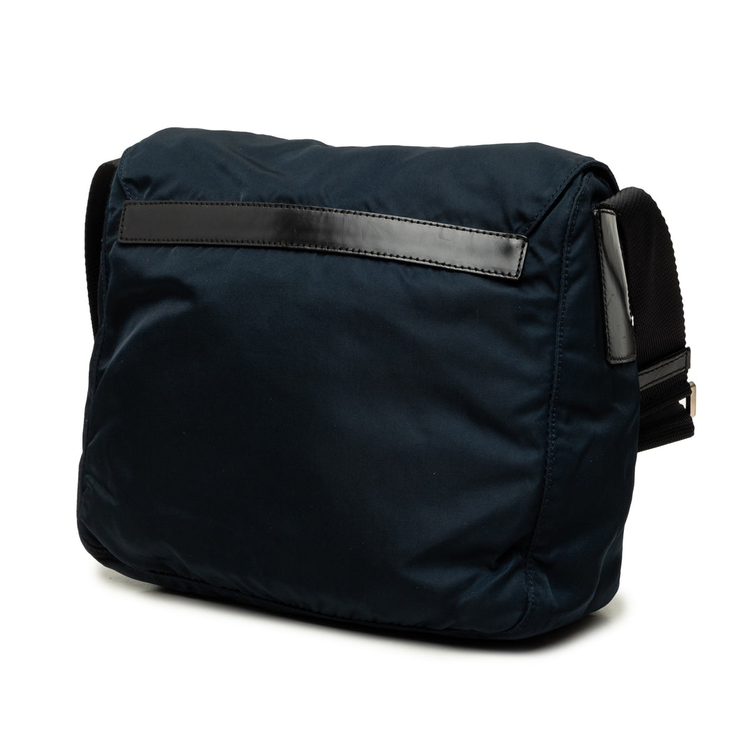 Zippé Buckle Sac Messenger Tessuto Bleu