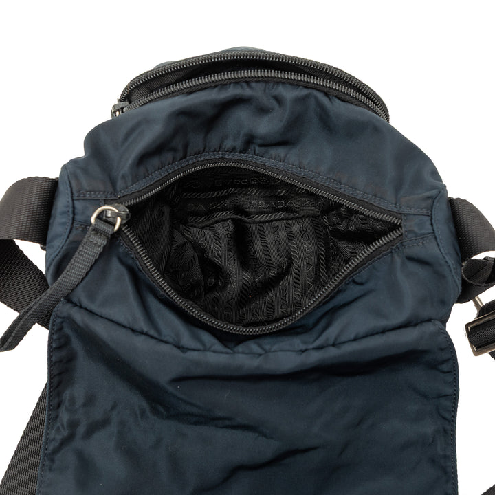 Zippé Buckle Sac Messenger Tessuto Bleu