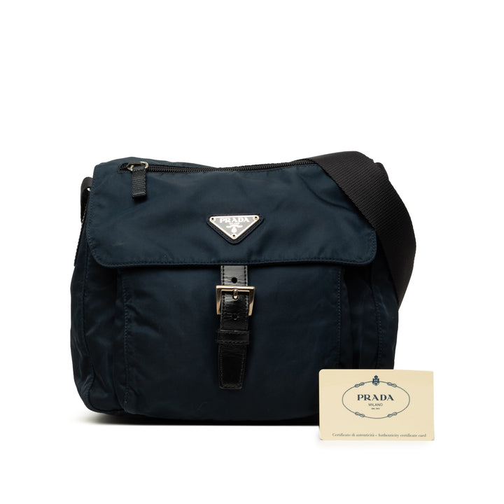 Zippé Buckle Sac Messenger Tessuto Bleu