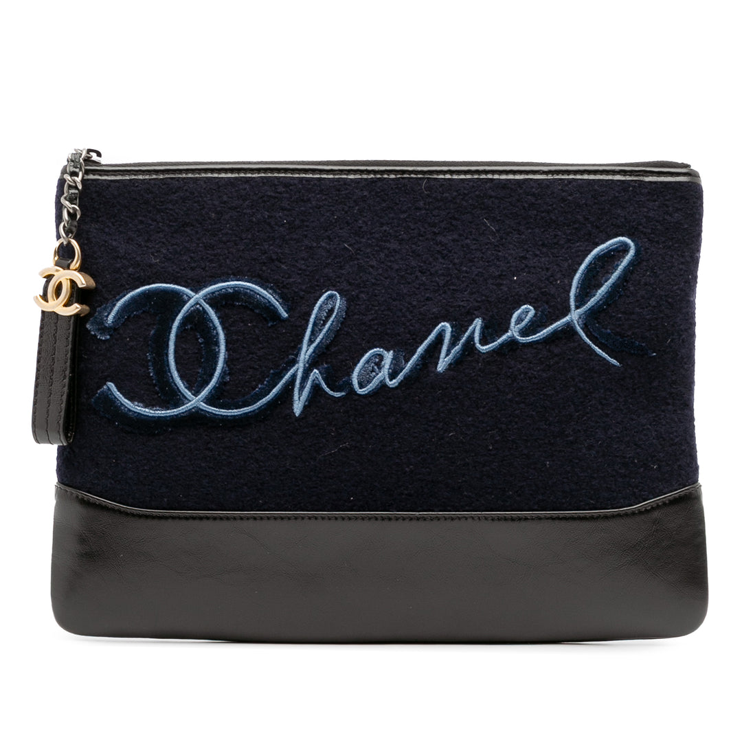 Paris-Hamburg Wool Embroidered Gabrielle Clutch Blue - Gaby Paris