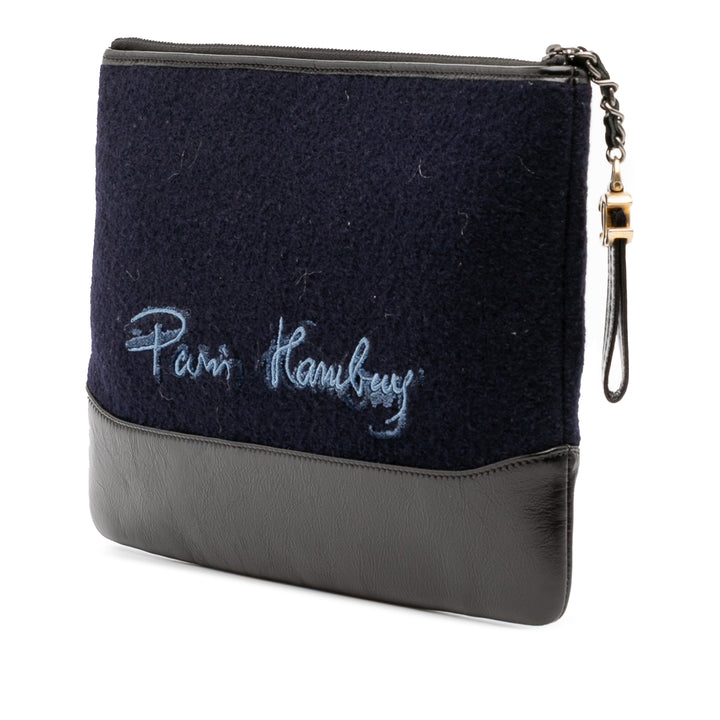 Paris-Hamburg Wool Embroidered Gabrielle Clutch Blue - Gaby Paris