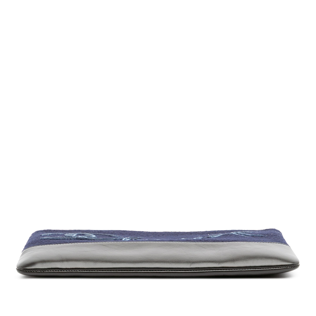 Paris-Hamburg Wool Embroidered Gabrielle Clutch Blue - Gaby Paris