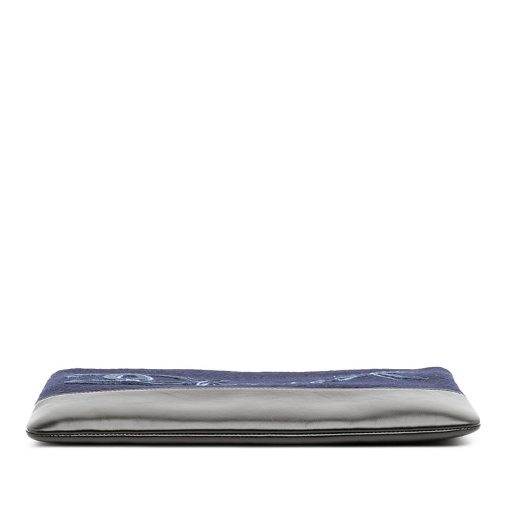 Paris-Hamburg Wool Embroidered Gabrielle Clutch Blue - Gaby Paris