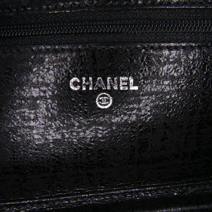 CC Quilted Crinkled Patent Wallet On Chain Black - Gaby Paris
