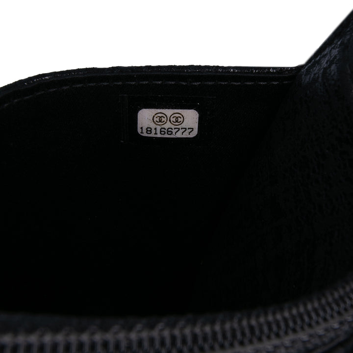 CC Quilted Crinkled Patent Wallet On Chain Black - Gaby Paris