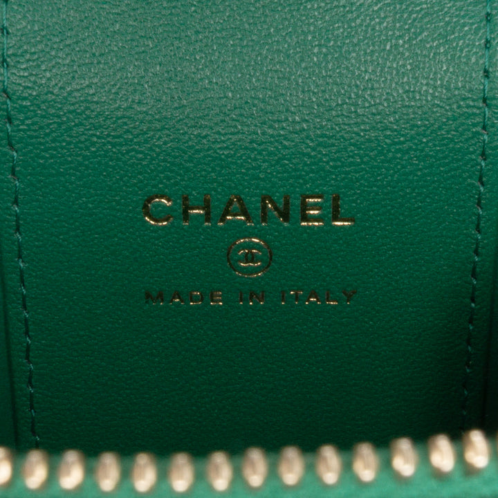 Chanel CC Matelassé Vanity avec chaîne Mini Cuir d'agneau Vert