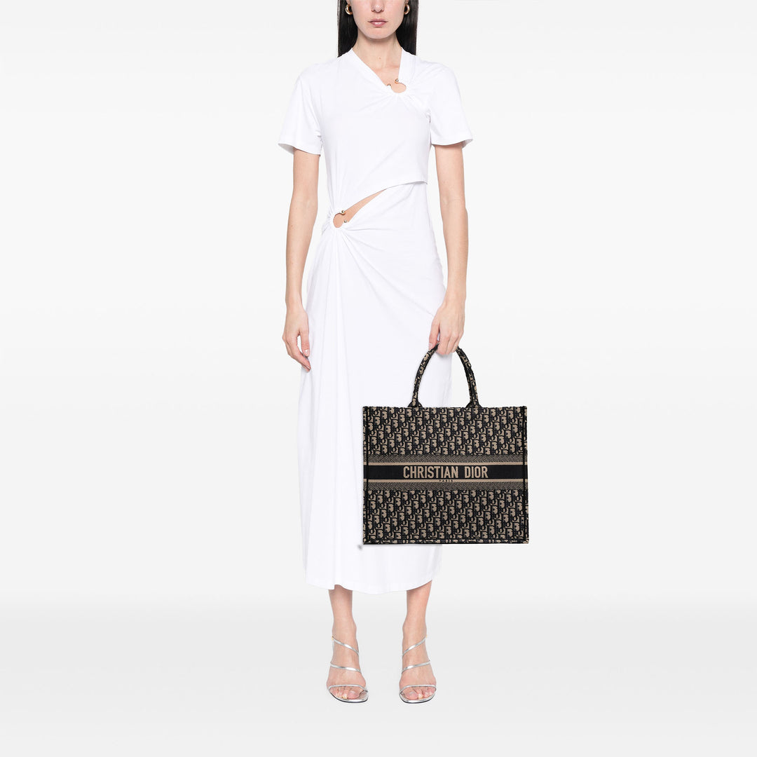 Dior Large Oblique brodé Toile Book Cabas