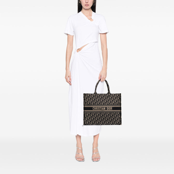 Dior Large Oblique brodé Toile Book Cabas