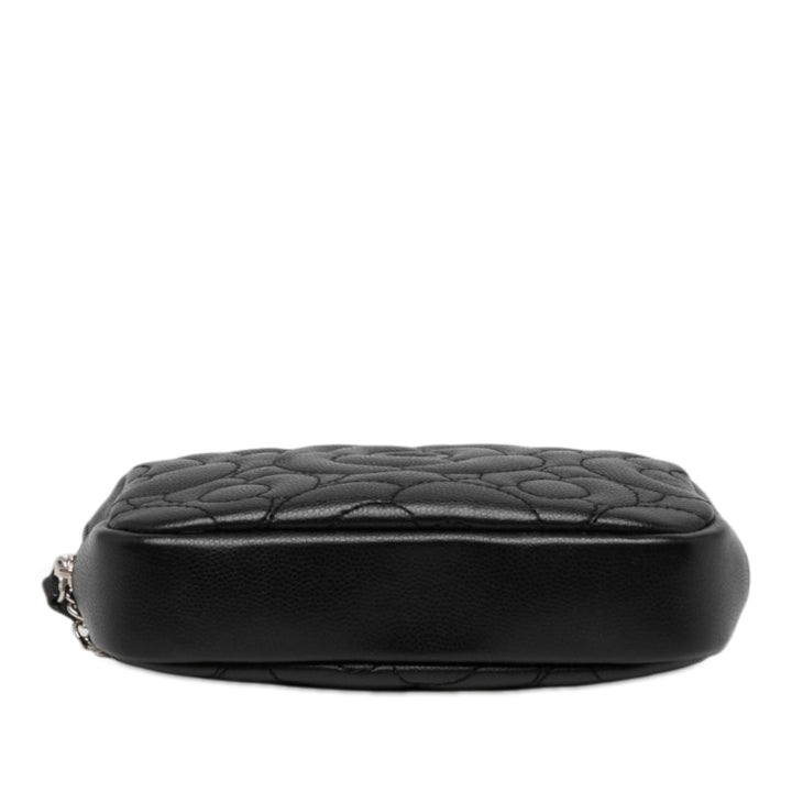 Chanel CC Matelassé Camellia Pochette Cuir caviar Noir – vue 3 – GABY PARIS
