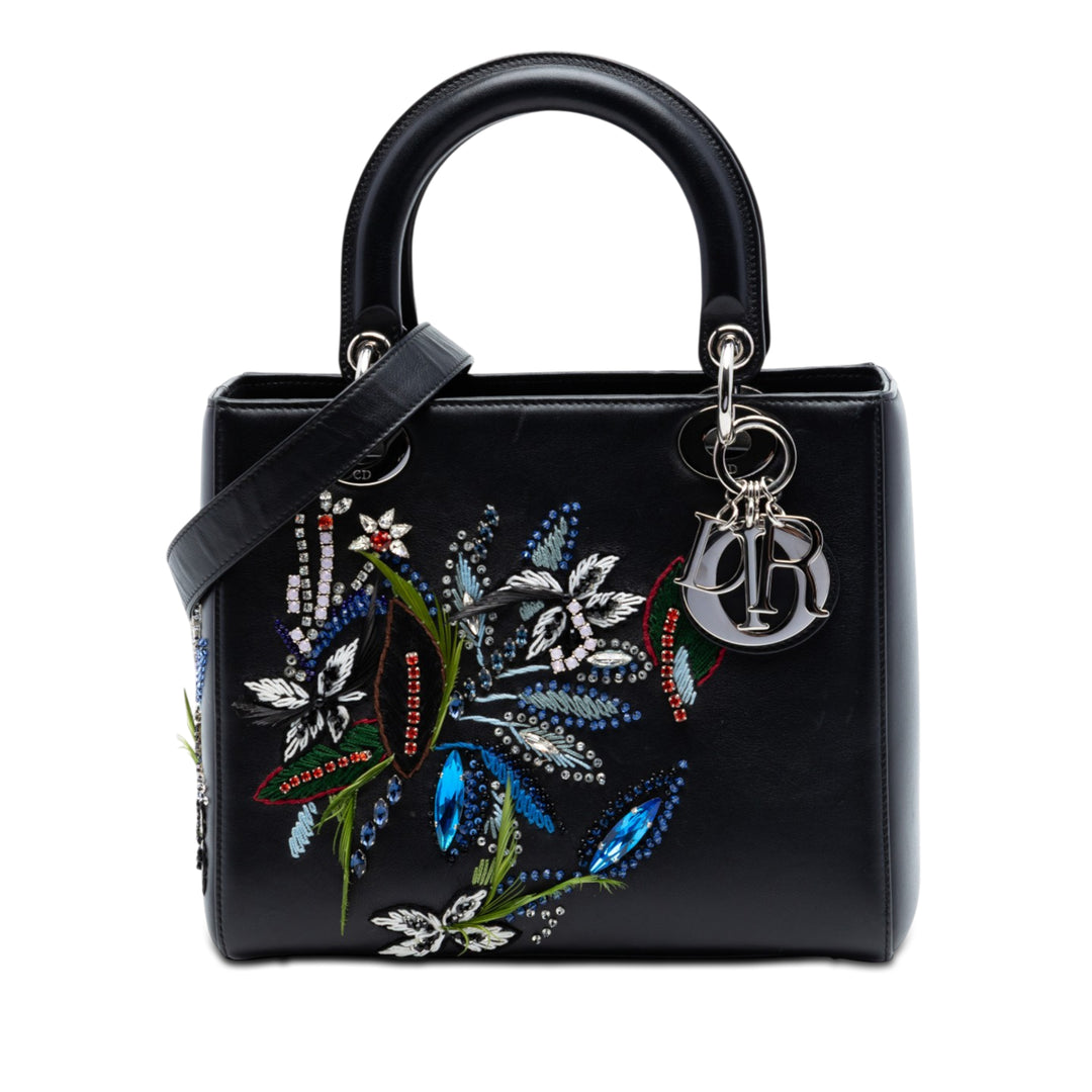 Dior Édition limitée Medium Smooth Cuir de veau brodé Beaded Lady Dior