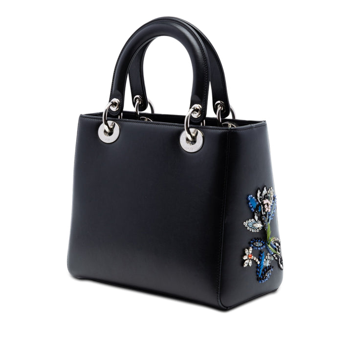 Dior Édition limitée Medium Smooth Cuir de veau brodé Beaded Lady Dior