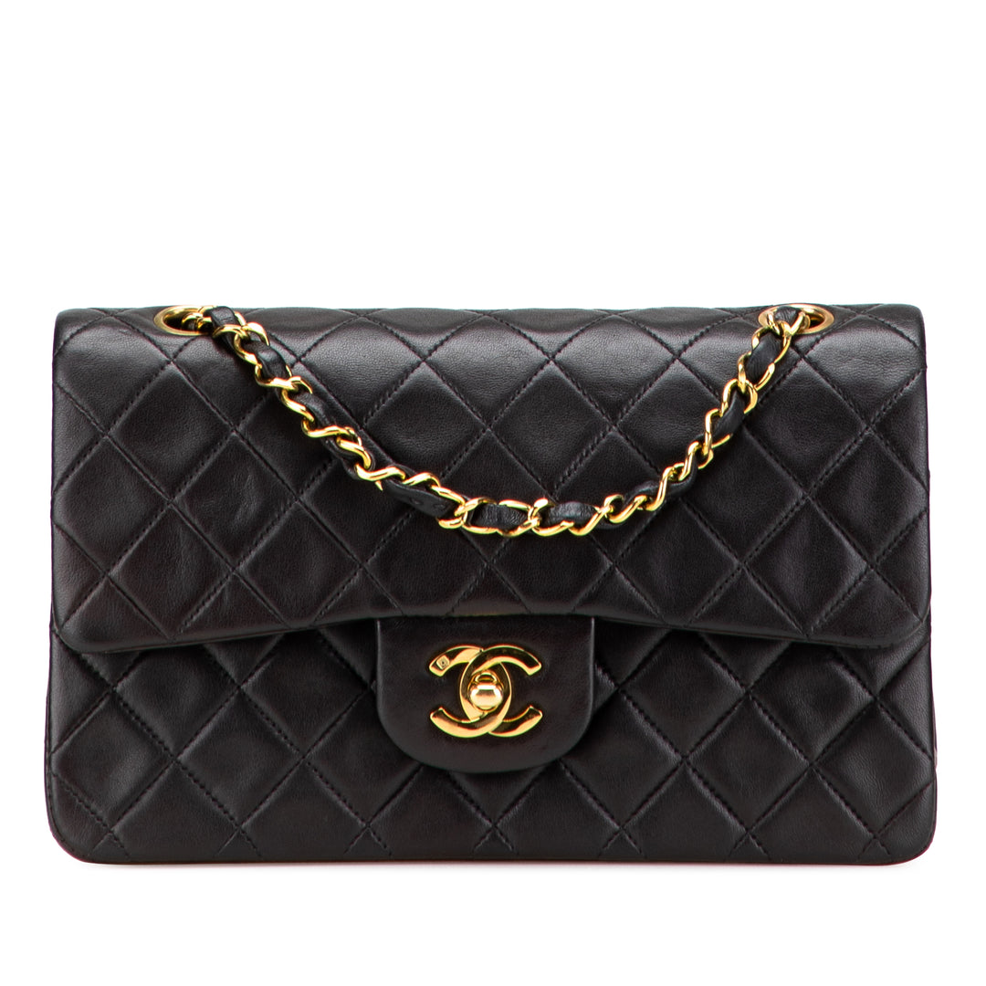 Small Classic Lambskin Double Flap Black - Gaby Paris