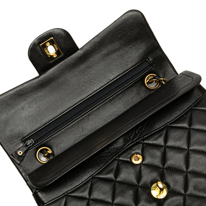 Small Classic Lambskin Double Flap Black - Gaby Paris