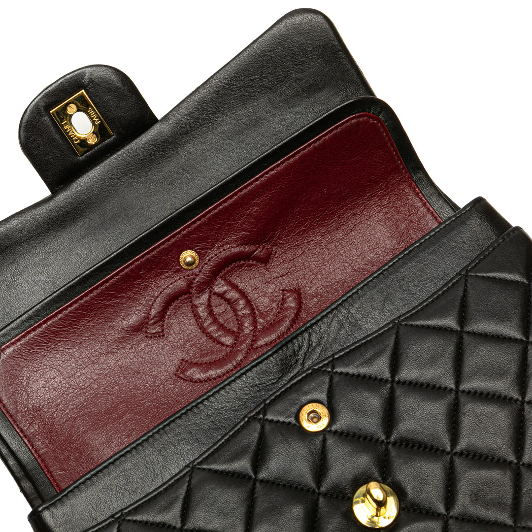 Small Classic Lambskin Double Flap Black - Gaby Paris