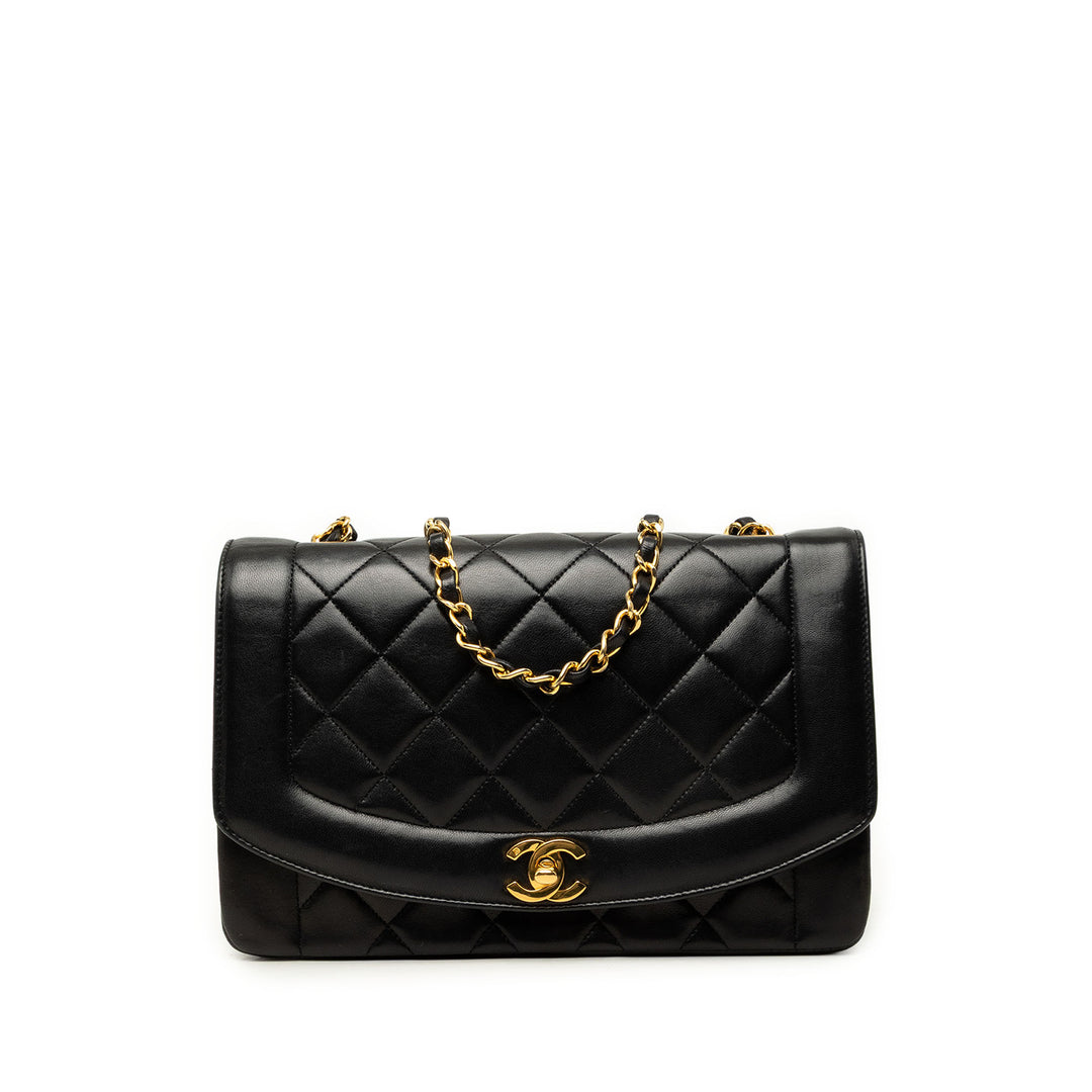 Chanel Diana à rabat Moyen Cuir d'agneau Noir
